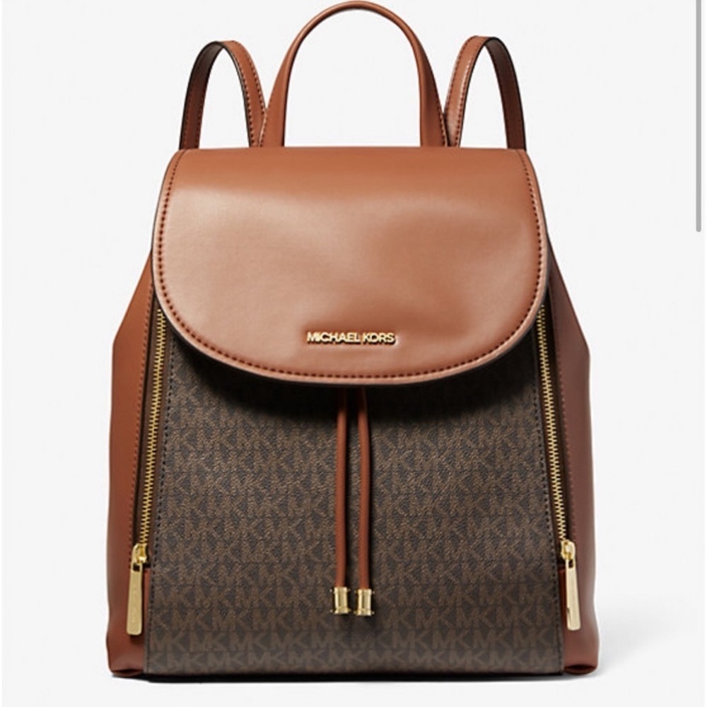 Michael Kors Medium Logo Phoebe Backpack Brown - Picture 2 of 11